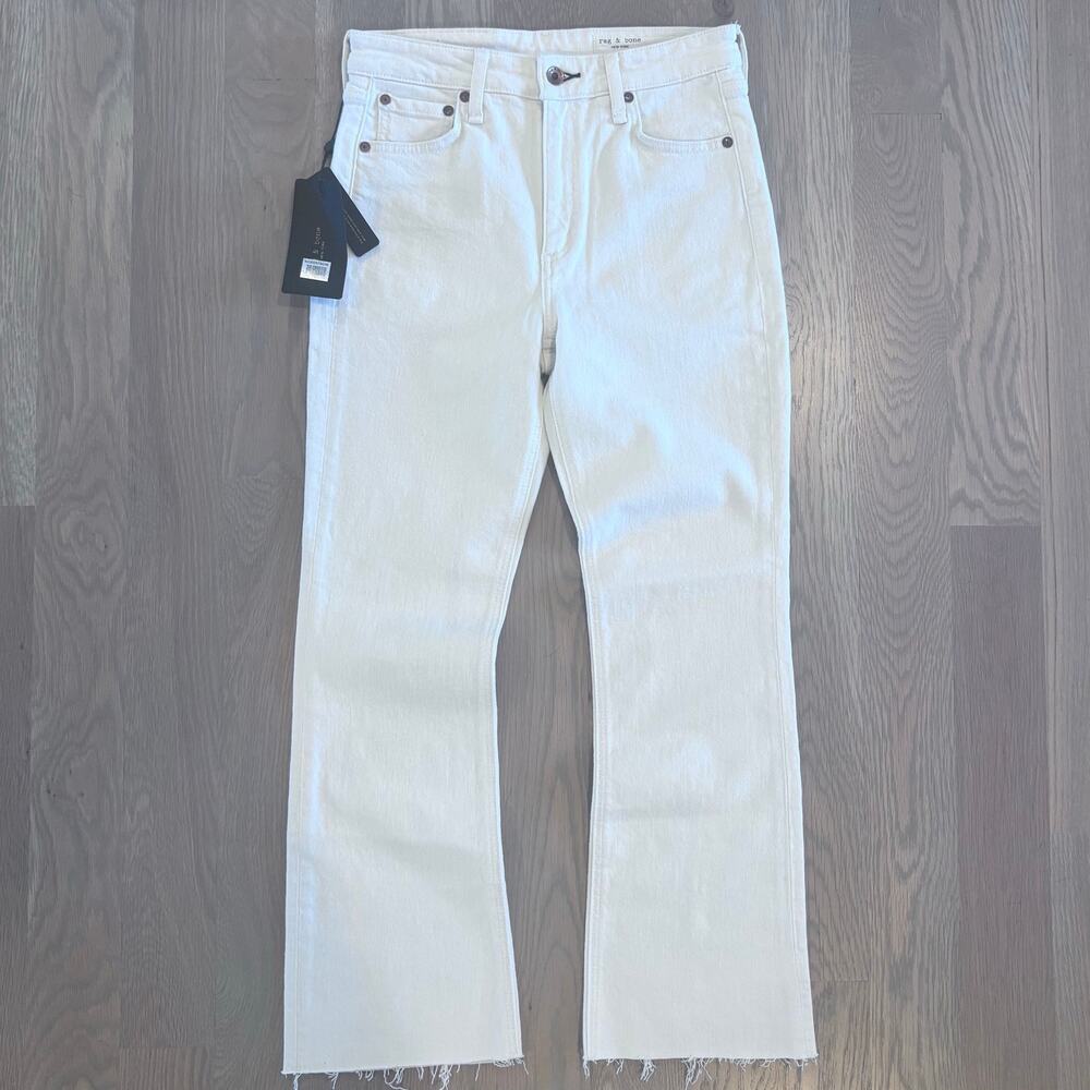NWT Rag & Bone Nina High Rise Ankle Flare Jeans Ecru Ivory Women Size 26